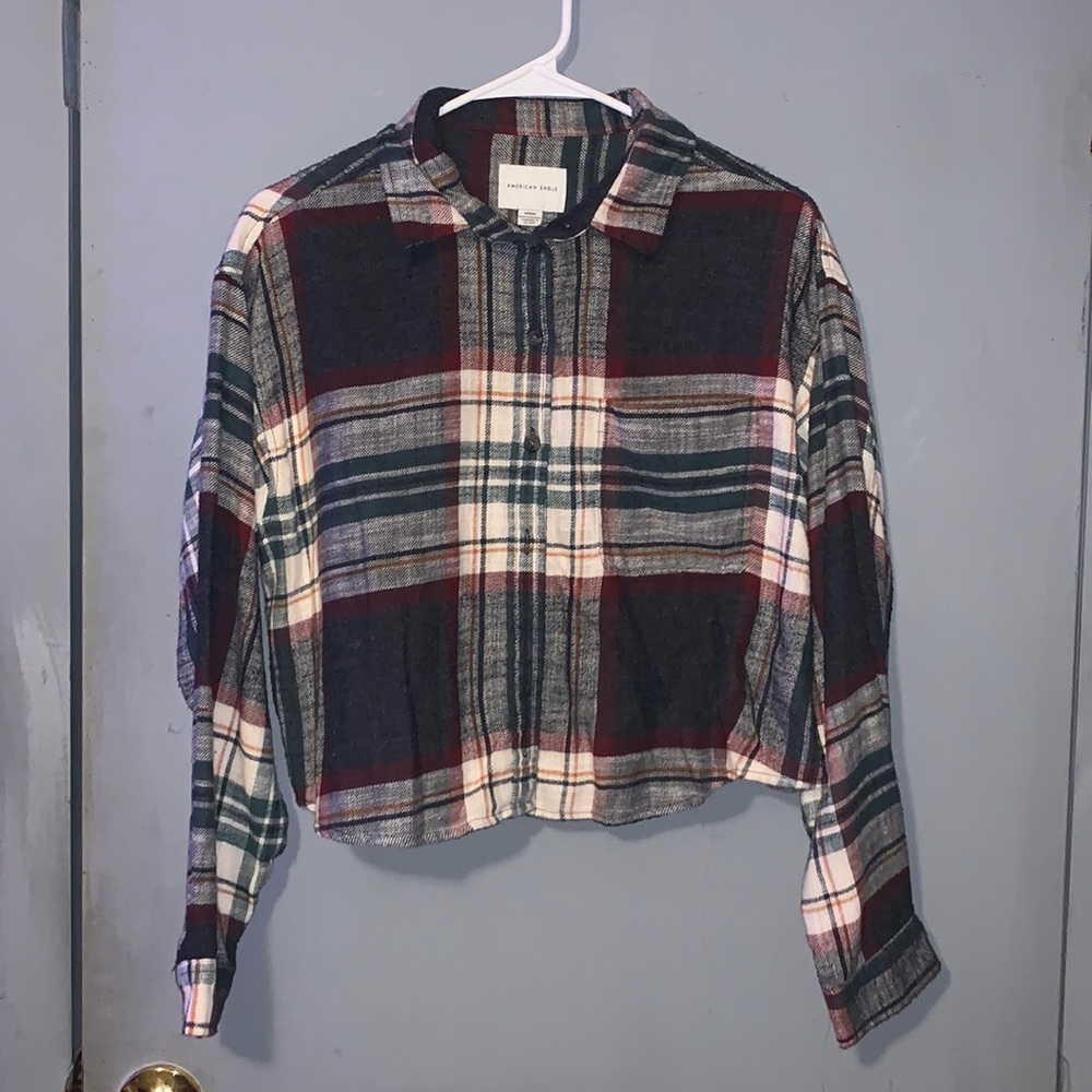 American Eagle Outfitters Plaid Cropped Top - Red, Green, White
